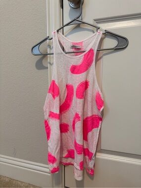 American Eagle Outfitters white tank top hot pink brushstroke pattern size S